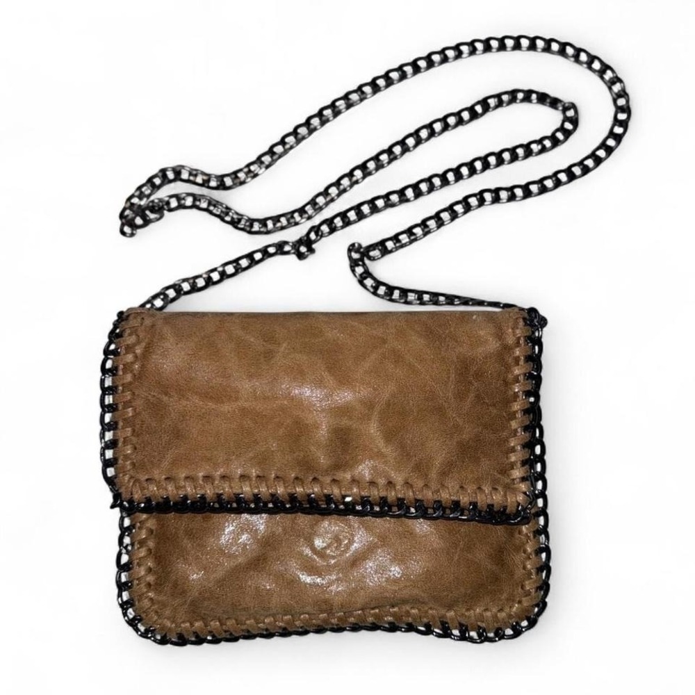 brown leather crossbody bag‎ with chain strap #leather #crossbodybag